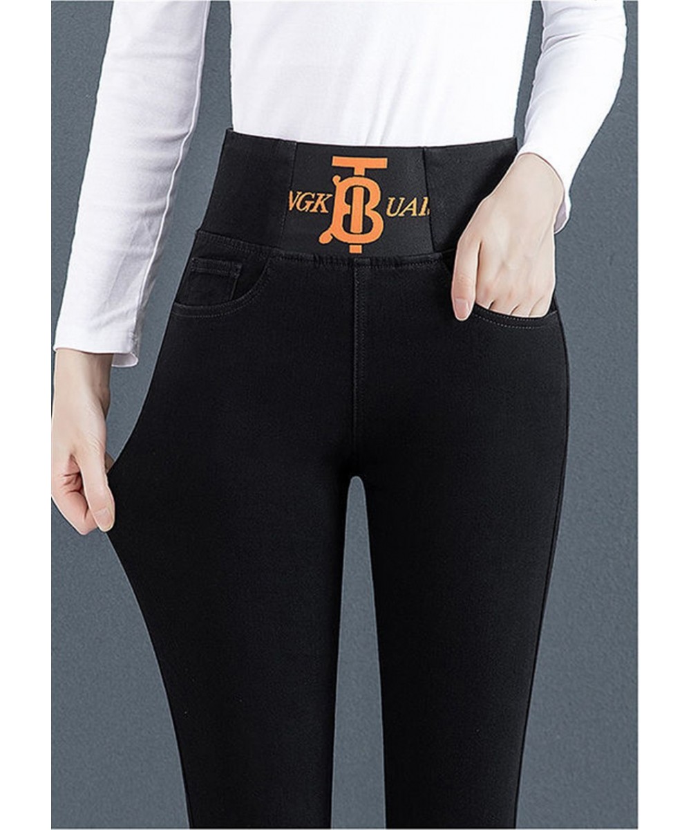 Plus Size 26-34 Skinny Pencil Jeans For Women High Waits Streetwear Legging Denim Pants Casual Letter Print Slim Stretch jean...