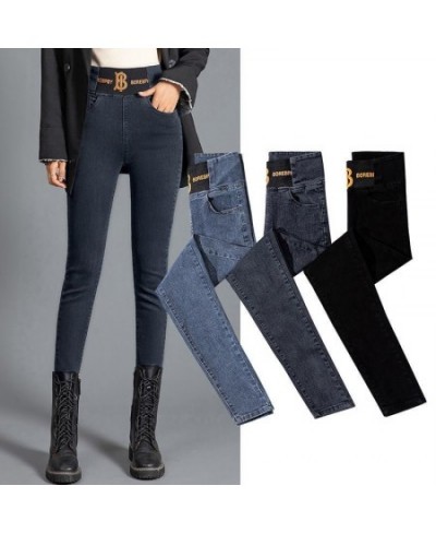 Plus Size 26-34 Skinny Pencil Jeans For Women High Waits Streetwear Legging Denim Pants Casual Letter Print Slim Stretch jean...