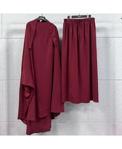 2 piece set Muslim Women Hijab Dress Prayer Garment Abaya Long Khimar Ramadan Arab Gown Abayas Sets Clothes Robe $55.52 - Mus...