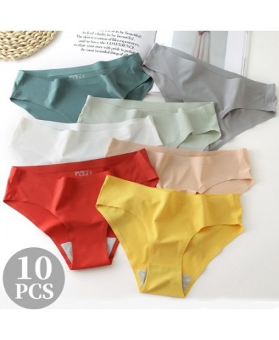 10 PCS/Set Seamless Women's Panties Ice Silk Women Underwear Comfortable Female Briefs 10 Pieces Solid Lingerie Panty M-3XL $...