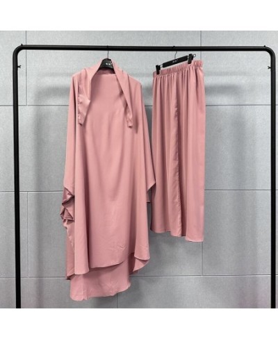 2 piece set Muslim Women Hijab Dress Prayer Garment Abaya Long Khimar Ramadan Arab Gown Abayas Sets Clothes Robe $55.52 - Mus...