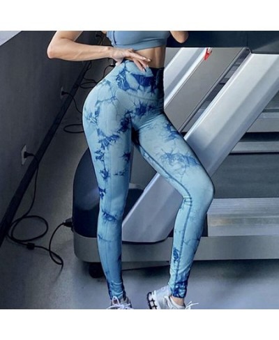 Tie Dyed Gym Push Up Leggings Women Female Yoga Sports Fitness Pants Ladies High Waist Peach Hip Seamless Leggings Tights $24...