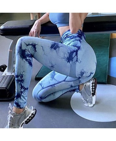 Tie Dyed Gym Push Up Leggings Women Female Yoga Sports Fitness Pants Ladies High Waist Peach Hip Seamless Leggings Tights $24...