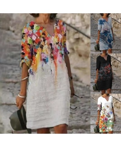 Women Loose Spring Vintage Ruffles Befree Dress Large Big Printed Summer Boho Casual Party Elegant Dresses $32.23 - Dresses