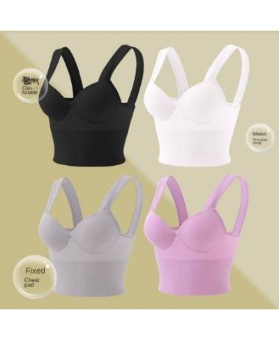 Sexy Women's Tube Top Seamless Sports Tank Top Wireless Underwear Padded Bra Bralette Vest with Deep V-neck Camisole Crop Top...