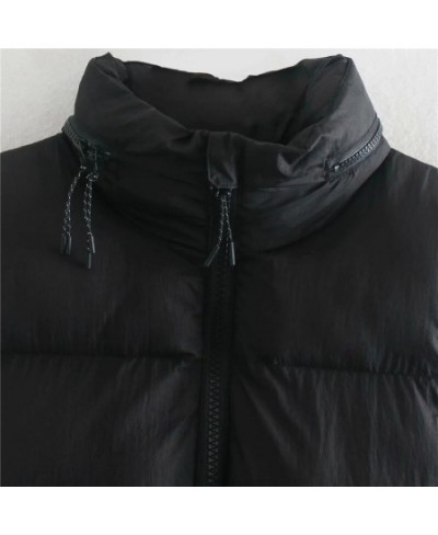 2023 Winter Black Cropped Vest Coat Women Fashion Keep Warm Sleeveless High Collar Zip Up Wasitcoats Woman Casual Vest Top $4...