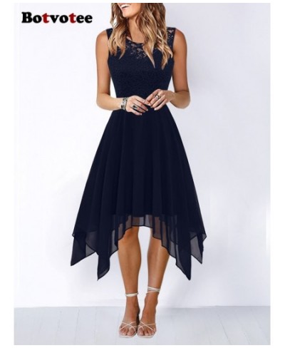 Lace Bow Patchwork Dresses for Women Y2k Fashion Sexy Casual Midi Dresses O Neck Elegant Design Sleeveless Dresses $53.93 - D...