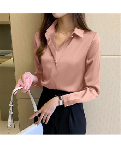 New Shirts Women White Shirt Women Long Sleeve Shirt Blouse Office Lady Satin Silk Blouse Tops Plus Size Woman Basic Shirt To...