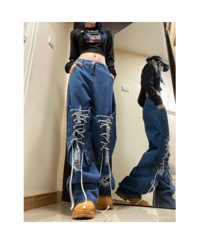 Stacked Denim Streetwear Men's Trousers Casual Jeans Woman Hole Jeans 2023 Denim Pants for Mens vaqueros rotos mujer $62.60 -...