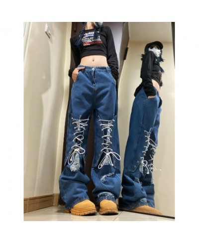 Stacked Denim Streetwear Men's Trousers Casual Jeans Woman Hole Jeans 2023 Denim Pants for Mens vaqueros rotos mujer $62.60 -...