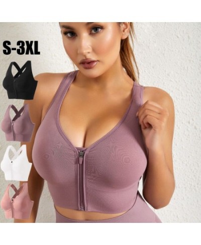 Women's Sports Bra Tops for Girls Fitness Sportswear Gym Underwear with Zipper Running Push Up Lingerie $20.05 - Underwear