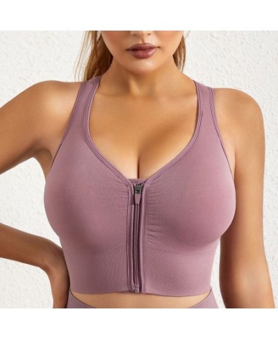 Women's Sports Bra Tops for Girls Fitness Sportswear Gym Underwear with Zipper Running Push Up Lingerie $20.05 - Underwear