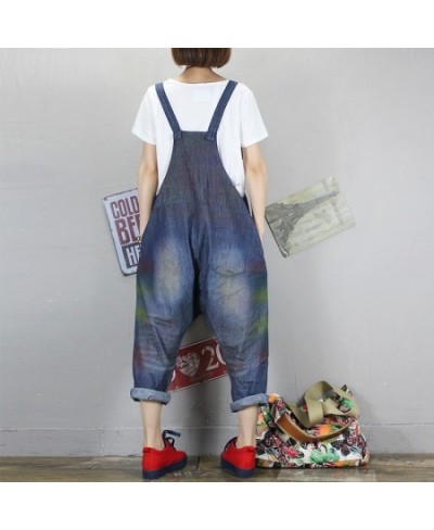 2023 New Summer Personalized Loose Bib Pants With Hole Print Denim Jumpsuit Long Trousers Harem Pants Casual Pant $81.73 - Ju...