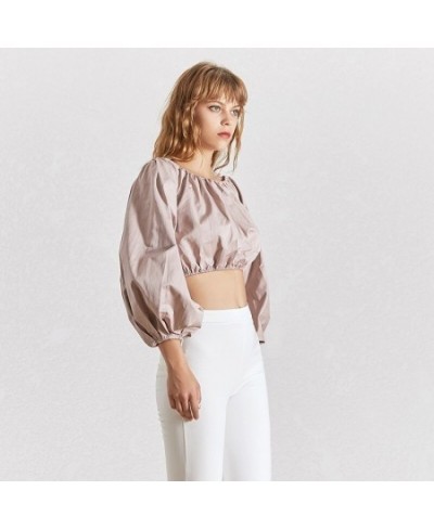 Women Casual Clothes Summer Sexy Backless Blouse Tops Female Lantern Sleeve Shirt Fashion New $75.78 - Tops & Tees