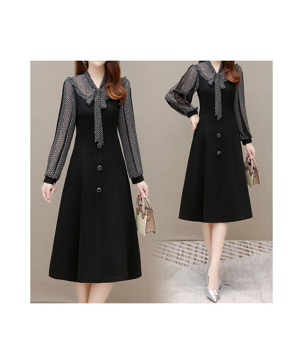 Office Lady Floral Spliced Fashion Dresses 2022 Spring Korean Fake Two Pieces Elegant Female Scarf Collar Long Sleeve Dress $...