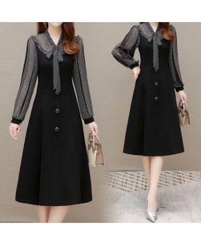 Office Lady Floral Spliced Fashion Dresses 2022 Spring Korean Fake Two Pieces Elegant Female Scarf Collar Long Sleeve Dress $...