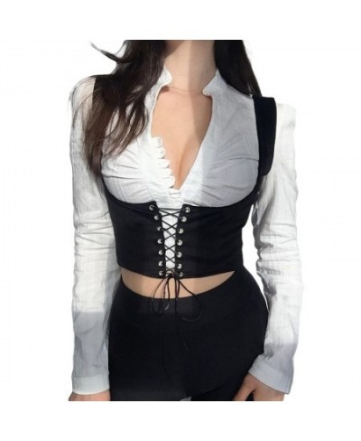 Women Punk Sexy Vintage Bandage Corset Shaper Gothic Aesthetic Eyelet Lace Up Holllow Skinny Grunge Dress Decoration $20.57 -...