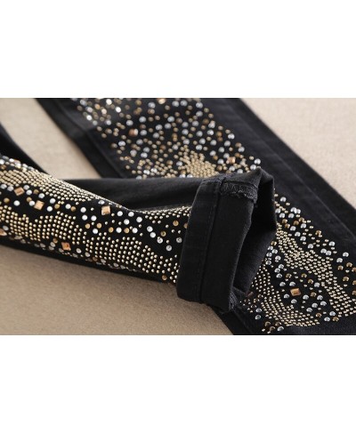 wholesale Fashion Manually worn hole diamond beading jeans female street style diamond pencil jeans wq2195 $44.77 - Jeans