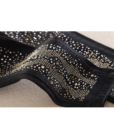 wholesale Fashion Manually worn hole diamond beading jeans female street style diamond pencil jeans wq2195 $44.77 - Jeans