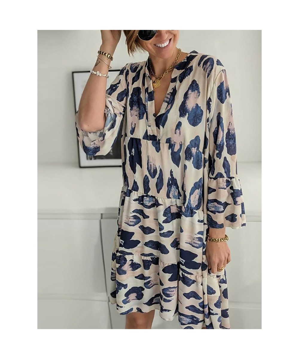 Elegant Women Soft Beach Loose Dress Summer Colorful Casual Holiday Party Print Dress Lady Long Sleeve Streetwear Dress $39.0...