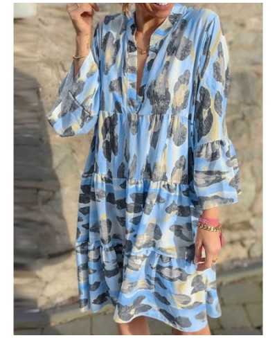 Elegant Women Soft Beach Loose Dress Summer Colorful Casual Holiday Party Print Dress Lady Long Sleeve Streetwear Dress $39.0...