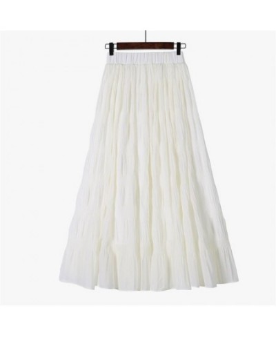 Plus Size Black Long Skirt Women Stretch High Waist Solid Chiffon A-Line Skirt Casual Pleated midi Skirt Faldas Saias $32.41 ...