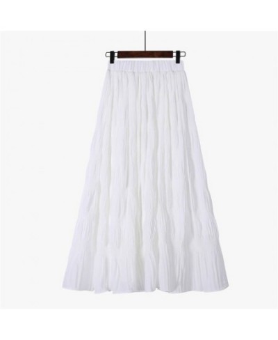 Plus Size Black Long Skirt Women Stretch High Waist Solid Chiffon A-Line Skirt Casual Pleated midi Skirt Faldas Saias $32.41 ...