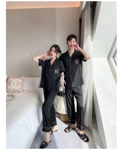 [Women's pajamas] 2023 New Couple Pajamas Spring/Summer Ice Silk Imitation Silk Thin Sweet Home Fur Set $42.38 - Sleepwears