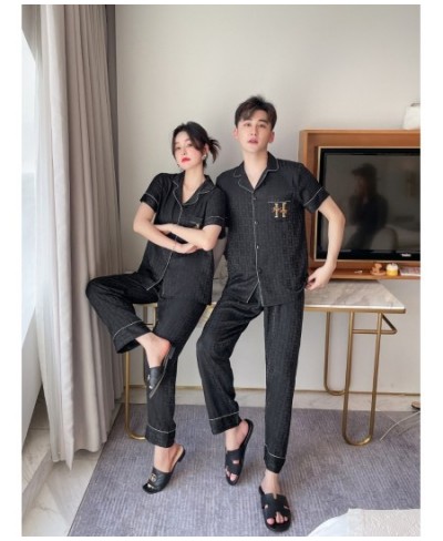 [Women's pajamas] 2023 New Couple Pajamas Spring/Summer Ice Silk Imitation Silk Thin Sweet Home Fur Set $42.38 - Sleepwears