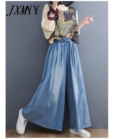 2023 Spring And Summer Fashion New Washed Jeans Wide Leg Pants Retro Casual Simple Loose Large Size Elastic Pants Trendy $47....