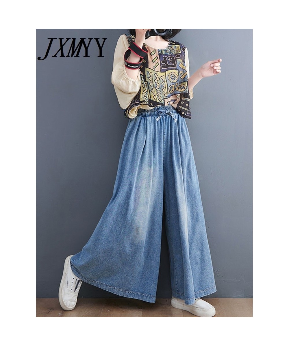 2023 Spring And Summer Fashion New Washed Jeans Wide Leg Pants Retro Casual Simple Loose Large Size Elastic Pants Trendy $47....