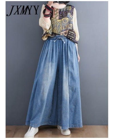 2023 Spring And Summer Fashion New Washed Jeans Wide Leg Pants Retro Casual Simple Loose Large Size Elastic Pants Trendy $47....