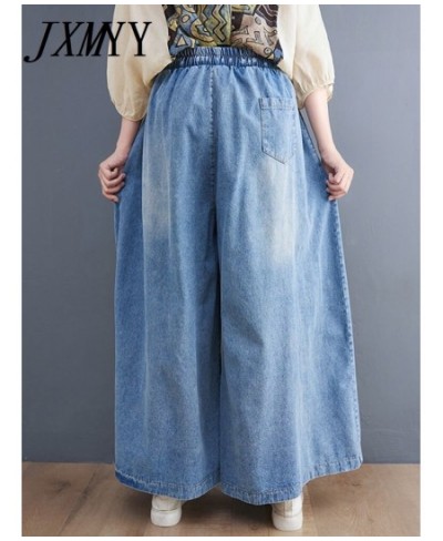 2023 Spring And Summer Fashion New Washed Jeans Wide Leg Pants Retro Casual Simple Loose Large Size Elastic Pants Trendy $47....