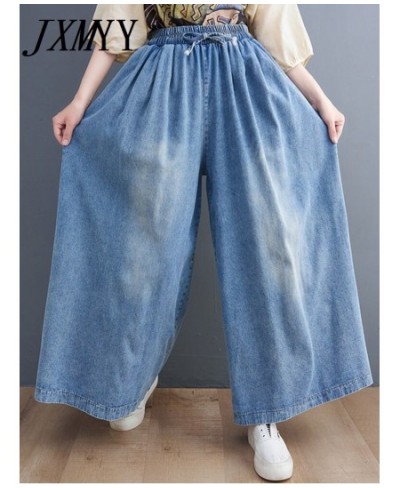 2023 Spring And Summer Fashion New Washed Jeans Wide Leg Pants Retro Casual Simple Loose Large Size Elastic Pants Trendy $47....