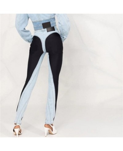 Fashion Stitching Jeans Women 2022 Spring Blue Black Color Matching Slim High waist Denim Pencil Pants Female Street Trousers...