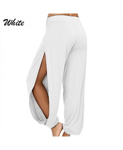 Women Fashion Yoga Pants High Waisted Slit Wide Leg Haren Pants Gym Leggings Casual Solid Hollow Workout Trousers Gym Home We...