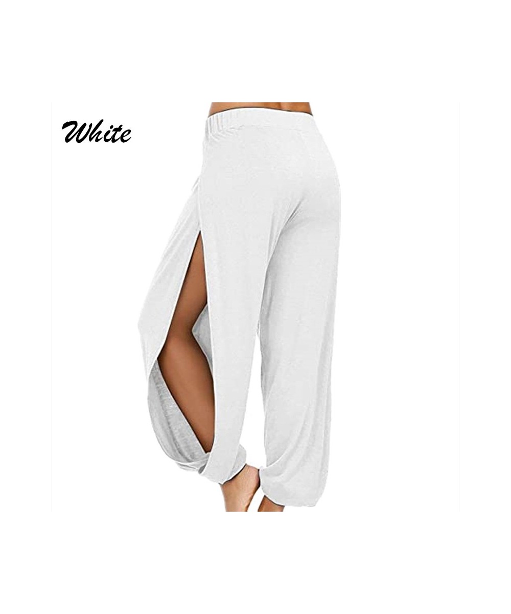 Women Fashion Yoga Pants High Waisted Slit Wide Leg Haren Pants Gym Leggings Casual Solid Hollow Workout Trousers Gym Home We...