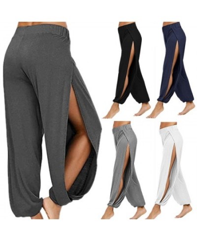 Women Fashion Yoga Pants High Waisted Slit Wide Leg Haren Pants Gym Leggings Casual Solid Hollow Workout Trousers Gym Home We...