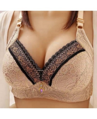 Plus Size Ladies Bra Thin No Steel Ring Comfortable Breathable Bra Adjustable Underwear Push Up Sexy Women Lingerie Bra $14.0...