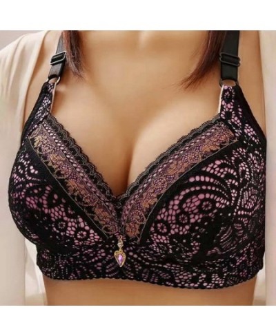 Plus Size Ladies Bra Thin No Steel Ring Comfortable Breathable Bra Adjustable Underwear Push Up Sexy Women Lingerie Bra $14.0...