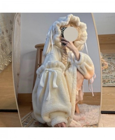 Women Coral Velvet Pajama Winter Thickened Sleep Suit Lovely Homewear Hoodie Robe Gown Student Nightwear Home Dressing Gown $...