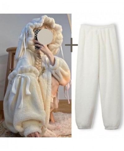 Women Coral Velvet Pajama Winter Thickened Sleep Suit Lovely Homewear Hoodie Robe Gown Student Nightwear Home Dressing Gown $...