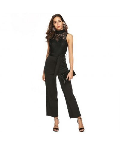 2023 Women Black Jumpsuits Rompers Black Lace Evening Club sexy women Bodycon Playsuits Casual Women Jogging suits A2586 $73....