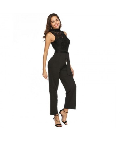 2023 Women Black Jumpsuits Rompers Black Lace Evening Club sexy women Bodycon Playsuits Casual Women Jogging suits A2586 $73....