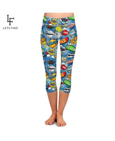 2023 High Quaility 3D Graffiti Digital Print Women Capri Leggings Fashion High Waist Elastic Silm Leggings $20.71 - Bottoms