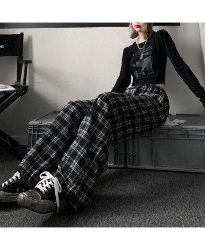 Casual Pants Women Plaid Elastic Waist Chic Ulzzang Schoolgirls Daily Streetwear All-match Cozy Spring Trousers Loose $24.47 ...