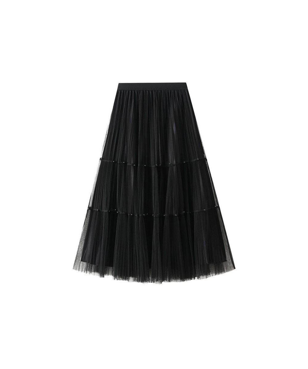 Both Side Wear Tulle Skirt Midi Summer Skirts For Women 2023 Ladies Casual Black High Waist Pleated Skirt Long Skirts Female ...