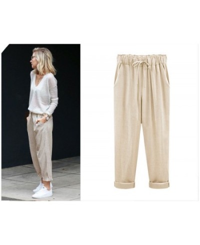 Plus Size Harem Pants Women linen Casual Spring Autumn High Waist Ankle-Length Comfotable Pants Female $26.55 - Pants & Capris