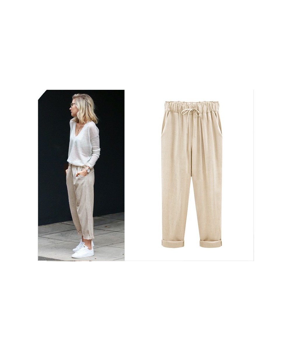 Plus Size Harem Pants Women linen Casual Spring Autumn High Waist Ankle-Length Comfotable Pants Female $26.55 - Pants & Capris