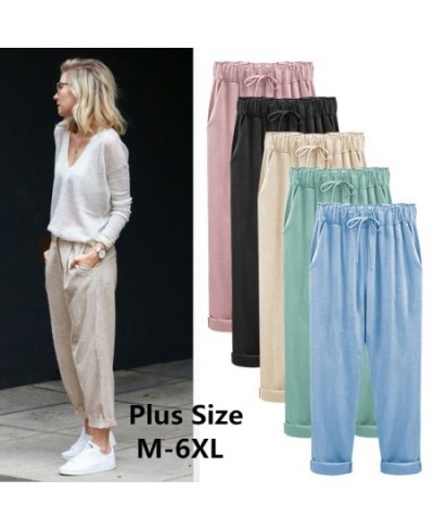 Plus Size Harem Pants Women linen Casual Spring Autumn High Waist Ankle-Length Comfotable Pants Female $26.55 - Pants & Capris